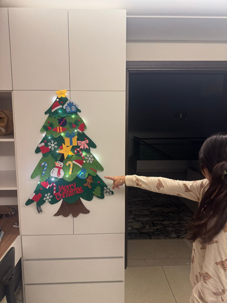 Kids Felt Christmas Tree | LED Lights & Ornaments