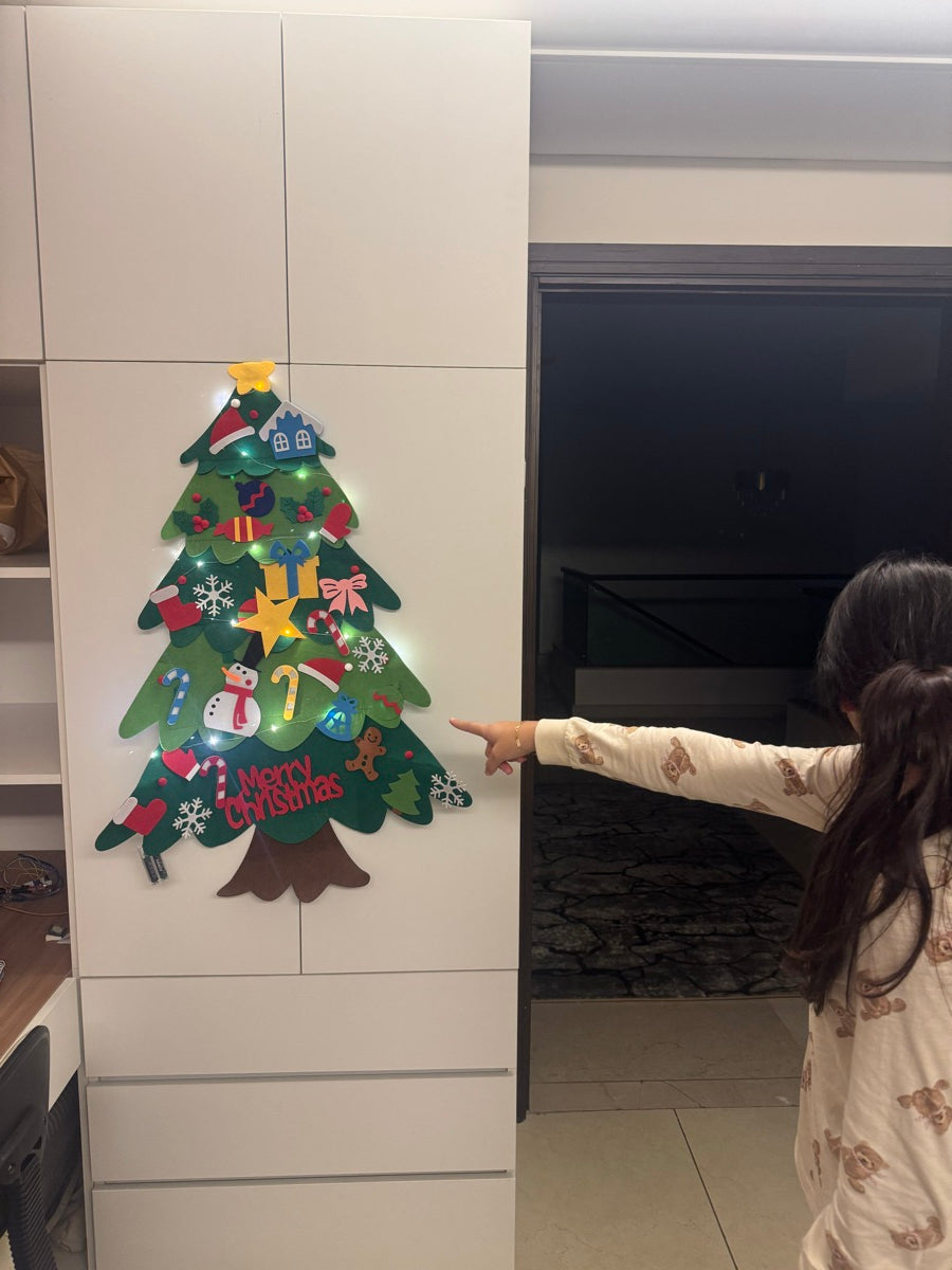 Kids Felt Christmas Tree | LED Lights & Ornaments